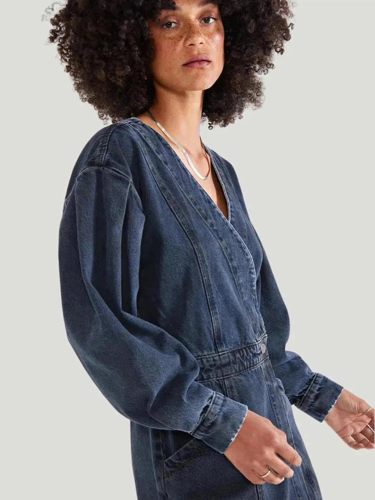 TICA Mira Denim Wrap Dress | Queen Anna House of Fashion TICA Mira Denim Wrap Dress | Queen Anna House of Fashion